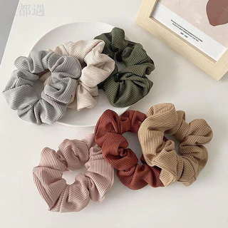 Scrunchies thun gân nổi, buộc tóc vải thun cho bạn gái co giãn nhiều màu - K012