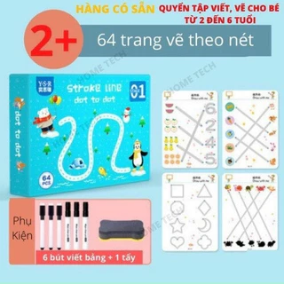 Đồ chơi Giáo dục - Bộ viết xóa thông minh 64 trang, bóc dán 17 chủ đề, bóc dán toán học cho bé từ 2-6 tuổi