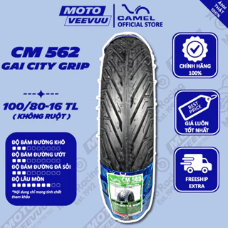 Vỏ lốp xe máy CAMEL 562 Gai City Grip xe ga SH 100/80-16 TL (Lốp không ruột) <END>