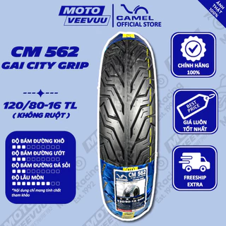 Vỏ lốp xe máy CAMEL 562 Gai City Grip xe ga SH 120/80-16 TL (Lốp không ruột) <END>