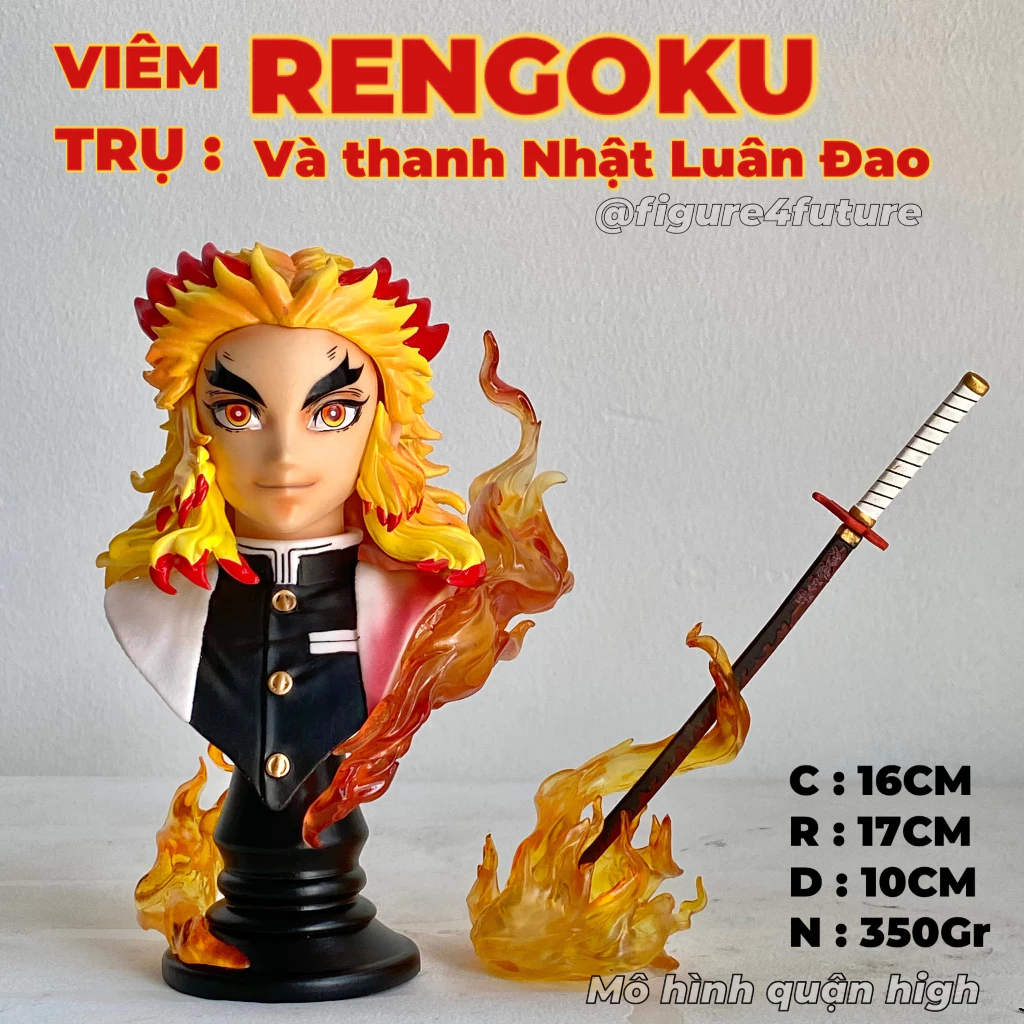 (Có sẵn - SG) Mô hình bán thân Rengoku và thanh Nhật Luân đ.ao - Kimetsu No yaiba figure - viêm trụ rengoku cao 16CM