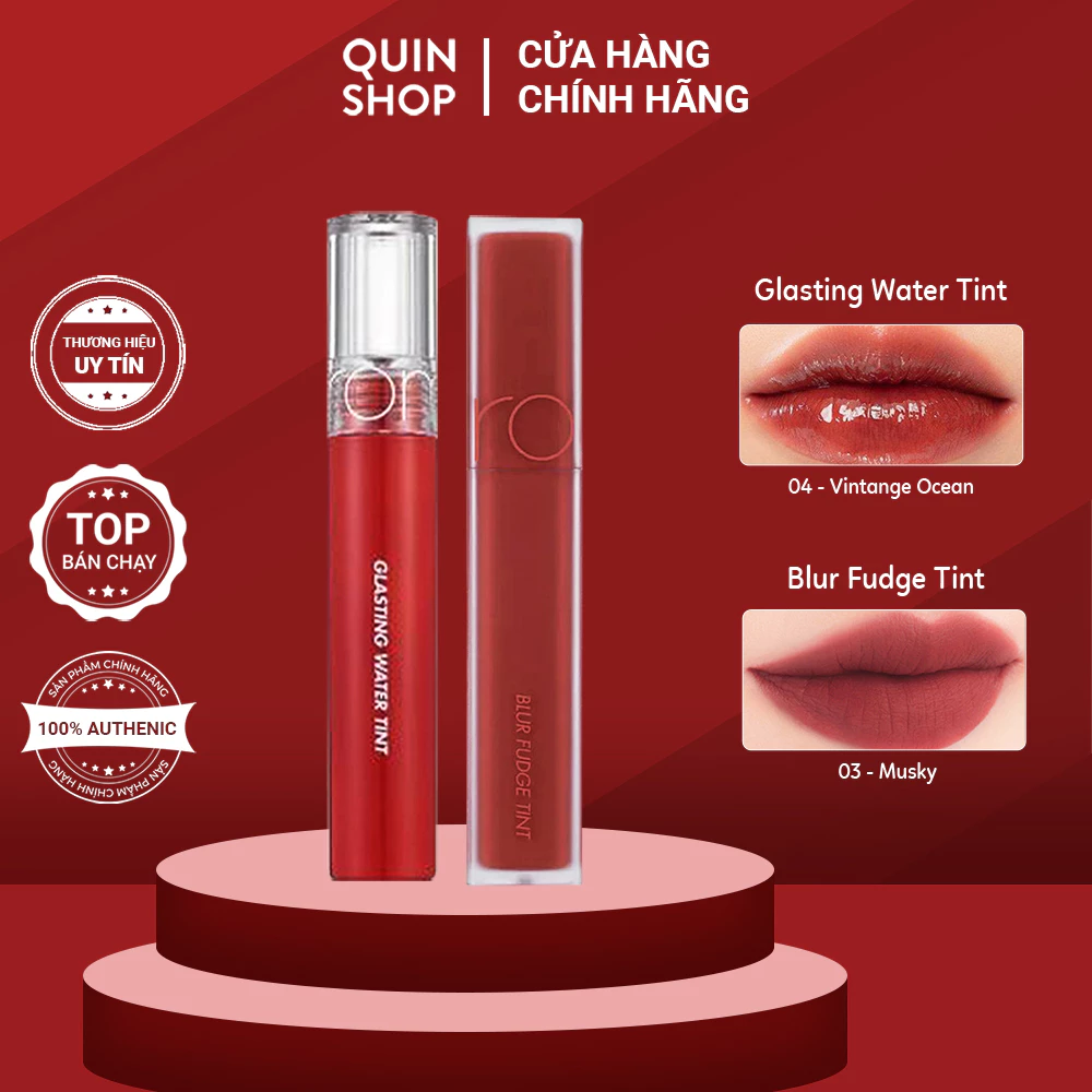 Son Bóng Romand Glasting Water Tint, Kem Lì Blur Fudge Tint