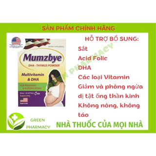 MUMZBYE viên uống tổng hợp bổ sung Sắt, Acid Folic, DHA và các loại Vitamin cần thiết cho phụ nữ có thai, nuôi con bú...