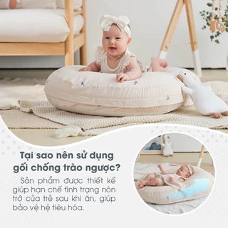 Gối Chống Trào Ngược Kidworlds Bunny Đệm Chống Trào Ngược Xô Muslin organic Cho Bé Sơ Sinh