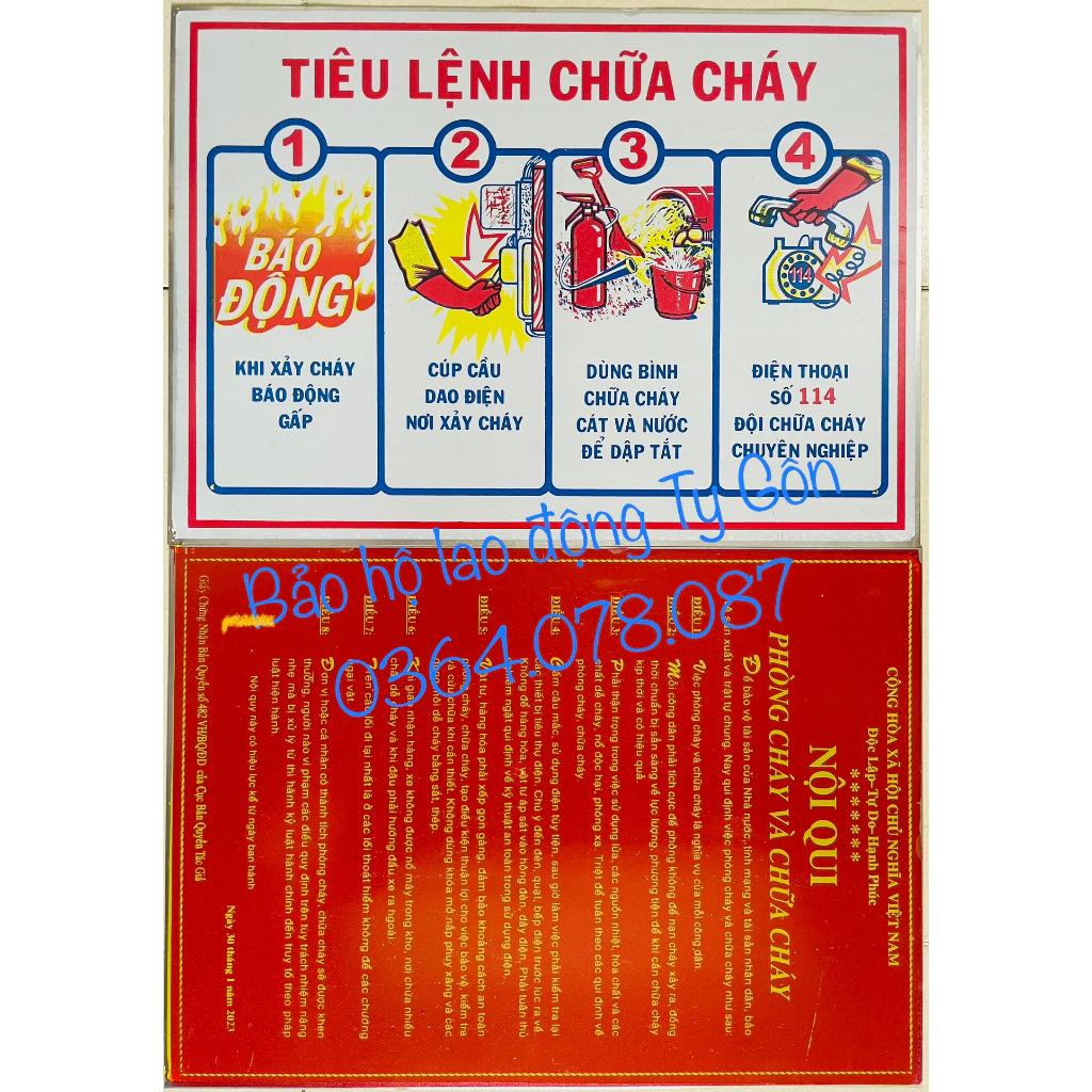 Bộ bảng tiêu lệnh và nội quy phòng cháy chữa cháy