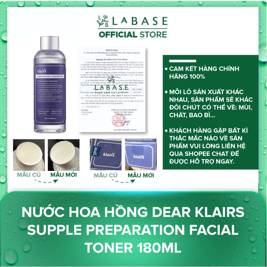 Nước hoa hồng Dear Klairs Supple Preparation Facial Toner 180ml - Hàng Nhập Khẩu