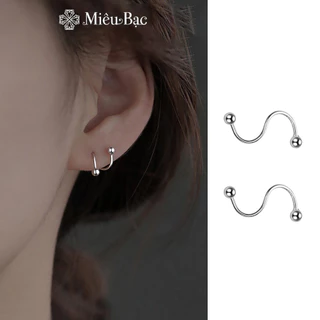 Bông tai bạc nữ Miêu Bạc khuyên tai chốt bi xoáy cá tính (1 chiếc) chất liệu bạc 925 phụ kiện trang sức nữ B400704-1