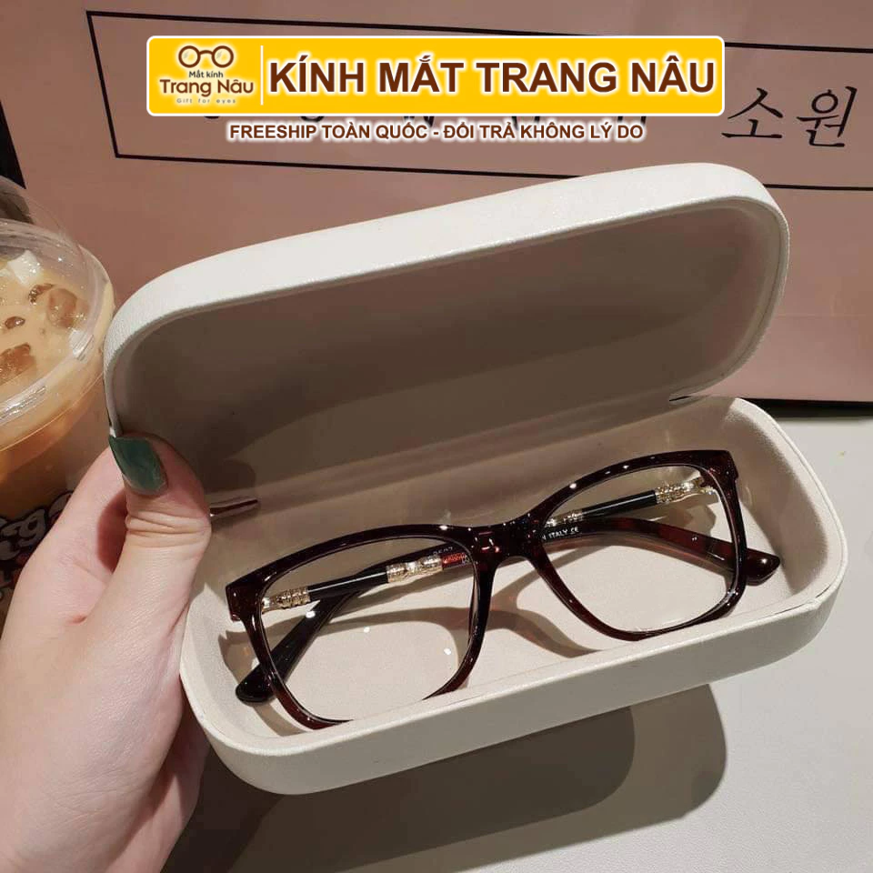 Gọng Kính Cận Thời Trang D2507 - Gọng Kính Mắt Vuông - Kính Mắt Trang Nâu