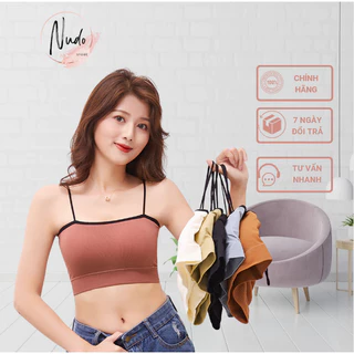 Áo croptop 2 dây, Áo Bra nữ thun Nudo có viền,hở lưng, có mút ngực không gọng, chất đẹp 2 lớp phía trước dưới 55kg BR1