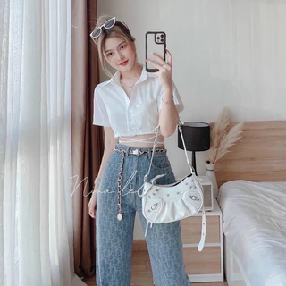 ÁO SƠ MI QUẤN EO - ÁO SƠ MI KIỂU DÁNG CROPTOP TAY NGẮN