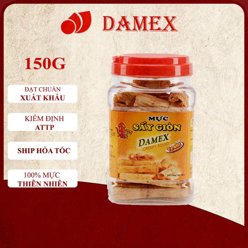 Mực Khô Mực Cuộn Sấy Giòn Tẩm Gia Vị Damex 150g Mực Khô tẩm gia vị giòn ngon đậm đà