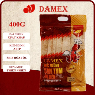 Mực Cán Tẩm Gia Vị Ăn Liền Damex 400g khô mực cán nướng ăn vặt đậm vị