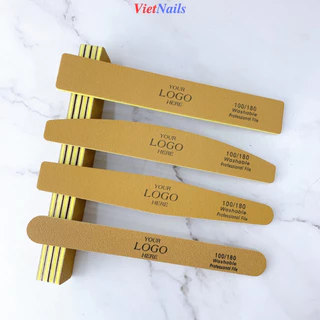 Dũa Da Bò Độ Nhám 100/180 In Tên, Logo Riêng - Dũa Nhám Da Bò Dày Dũa Móng Thật, Móng Gel