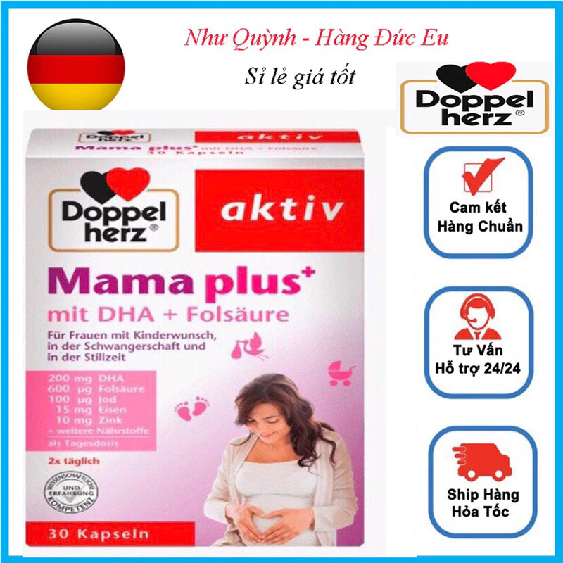 [ Hàng Đủ Bill ] vitamin tổng hợp cho bà bầu Doppelherz Mama plus [ nội địa Đức ]