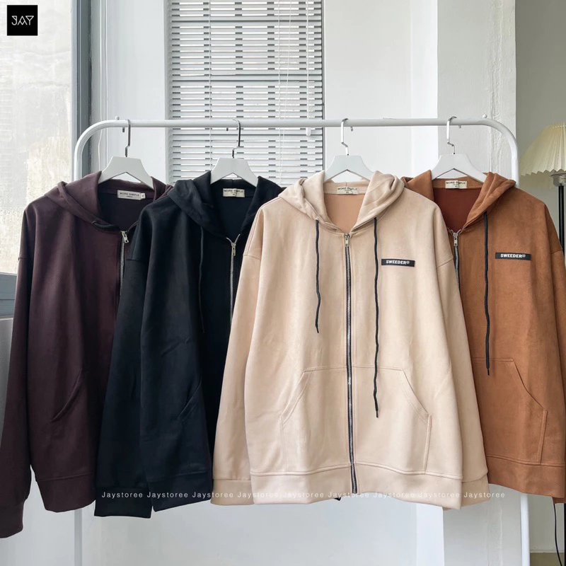 Áo Khoác Hoodie Zip Unisex DA LỘN màu ĐEN 🏁 Nam nữ unisex/Áo hoodie dây kéo có mũ form rộng Jaystoree 🖤