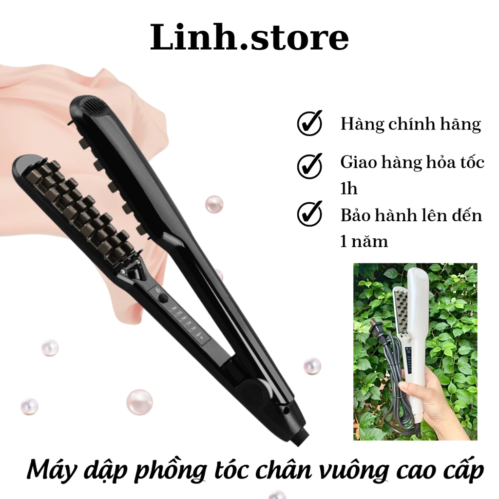 Máy bấm xù dập phồng tóc chân vuông cao cấp 2in1 Hàn Quốc 5 mức chỉnh nhiệt tạo kiểu tóc cho cả tóc Khô/ Ướt