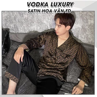 Đồ ngủ nam pijama lụa satin cao cấp hoa văn sắc nét siêu mềm mại thoáng mát thời trang sang chảnh FD13 - VODKA LUXURY