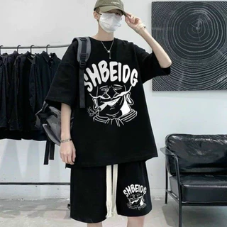 Bộ đồ nam mặc nhà SHBEID thể thao vải cotton Bộ Quần Áo Mặc Nhà Thể Thao Nam Mùa Hè