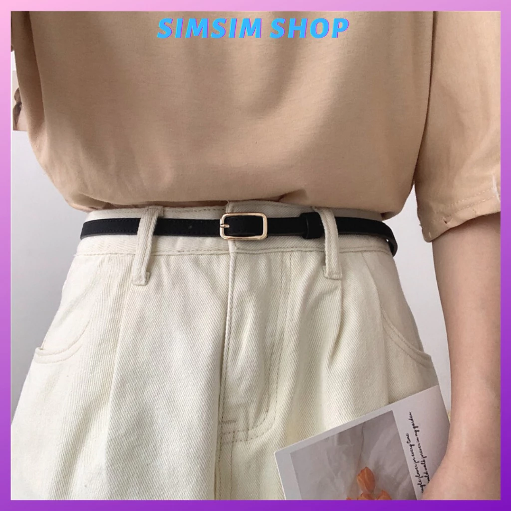 Thắt lưng bản nhỏ 1.3cm phối áo váy đầm xinh xắn - đai váy mặt chữ nhật nhỏ xíu kiểu đơn giản basic TL035