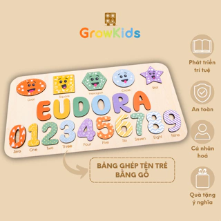 Đồ chơi ghép tên, ghép số, ghép hình khối, đồ chơi montessori phát triển trí thông minh GROWKIDS cho bé