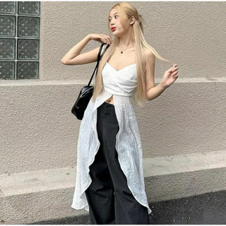 [Bigsize 55-100kg] Áo 2 dây xẻ tà dáng dài