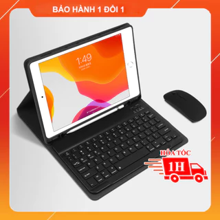 Bao da ipad + Bàn phím + Chuột Bluetooth có ngăn đựng bút ốp ipad Air 4/Pro 11/10.5/9.7/Gen 5/6/7/8/9/10/Air 1/2/3/4/5