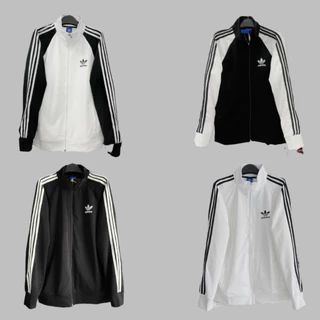 Ao khoác thể thao Adidas 3 sọc nam nữ trắng đen cao cấp, chất thun poly dày dặn, form chuẩn i hình M1 Shop QV