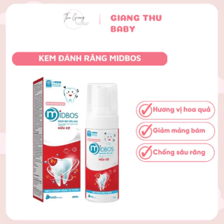 Kem Đánh Răng Dạng Bọt Midbos Hữu Cơ Nuốt Được Giúp Làm Sạch, Trắng Răng 60ml