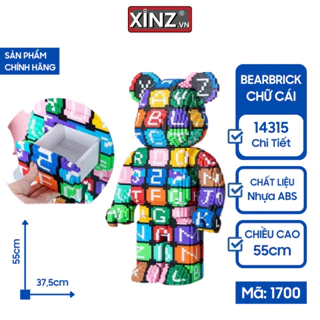 Đồ Chơi Mô Hình Lắp Ráp Gấu Bearbrick Bảng Chữ Cái Nhiều Màu Sắc 55cm - Xinz 1700 - 14315 Chi Tiết