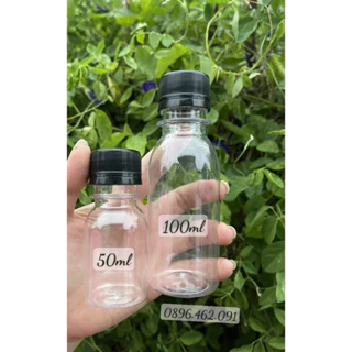 COMBO 100 CHAI NHỰA ĐỰNG TRÀ SỮA, SỮA CHUA, SA TẾ, SỐT TẮC 100ML, 50ml THÂN TRONG NẮP ĐEN