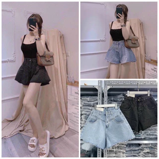 Quần short jeans dáng xoè