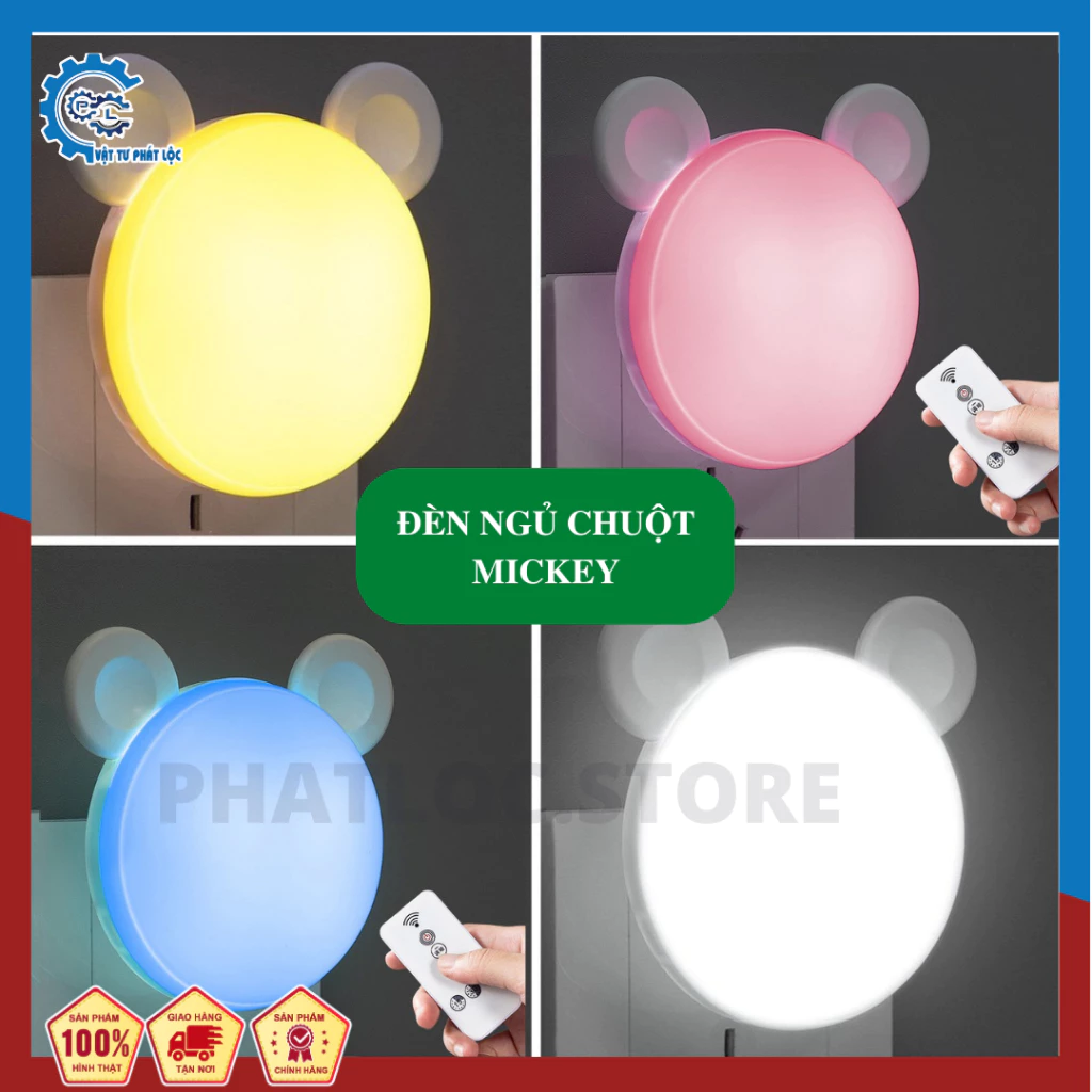 Đèn ngủ - đèn led cắm điện cảm biến ánh sáng hoặc điều khiển hình chuột Mickey