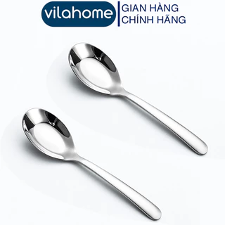 Thìa Inox Vilahome, Muỗng Ăn Phở Inox Cán Trơn Dài 18 cm, Hàng Cao Cấp Sáng Bóng Bền Đẹp D001