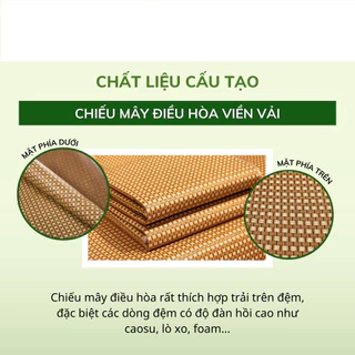 [ FreeShip Xtra Plus ] Chiếu Điều Hòa Sợi Mây VIỀN LỤA LÓT LỤA Cao Cấp - Chiếu Điều Hòa Có Chun Cài Góc SIÊU THOÁNG MÁT