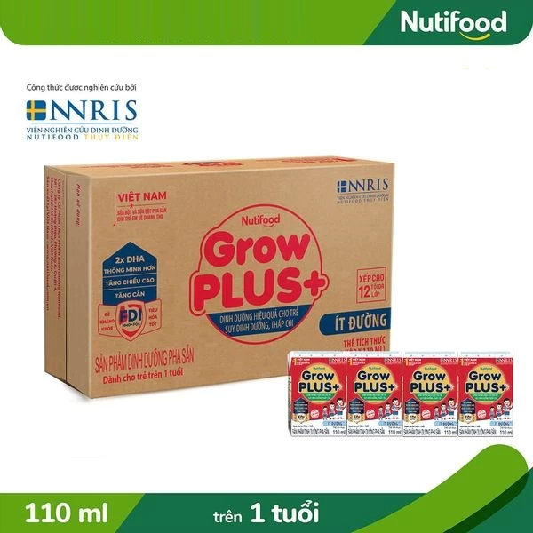 Sữa pha sẵn Grow plus+ đỏ 110ml Date 2025 [Thùng 48 hộp]