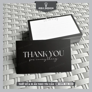 Card cảm ơn tự ghi thông tin, Thank you card màu đen sang trọng - Mẫu WRITE SOMETHING BLACK - Giấy C300 - Cán màng mờ