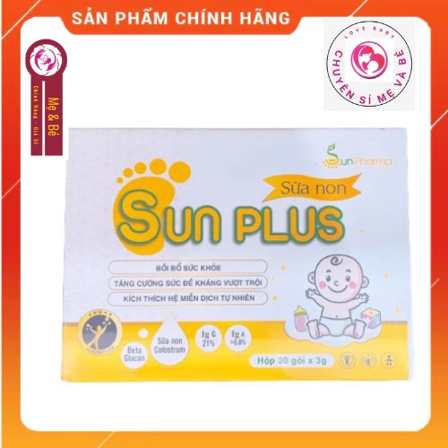 Sữa Non Sunplus, Giúp Bé Ngủ Ngon, Tăng Đề Kháng, Giảm Ốm Vặt hộp 30 gói