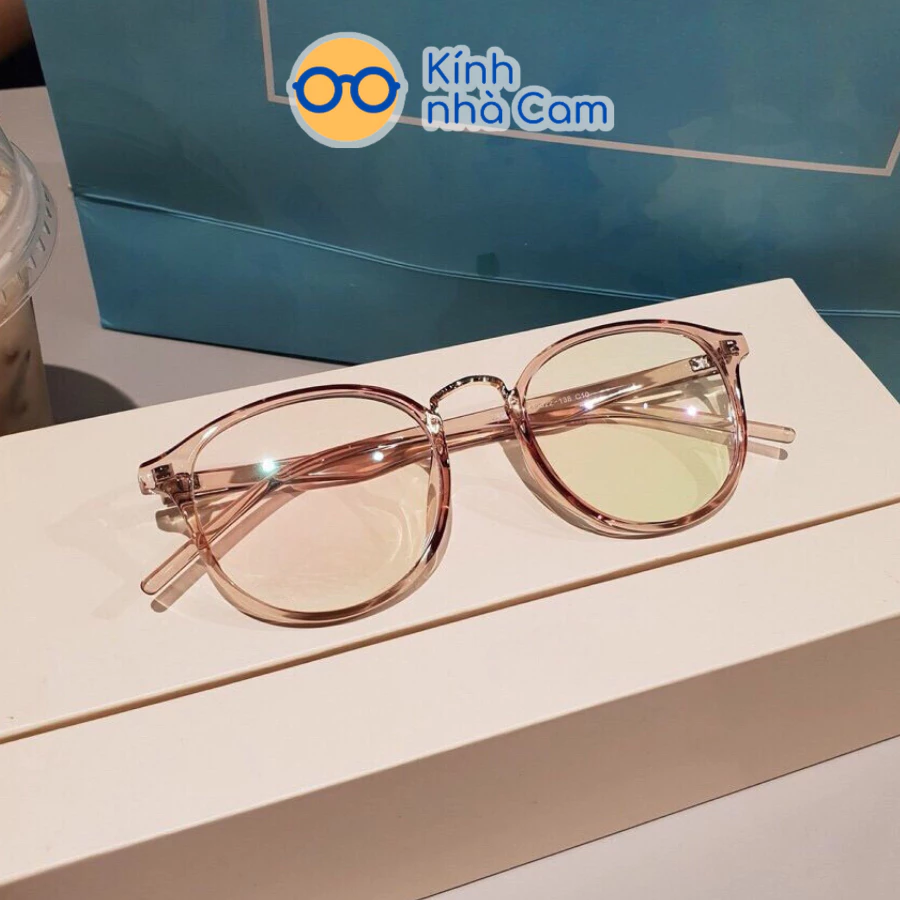 MẮT KÍNH GỌNG DẺO TRÒN 209 ( kèm hộp đựng ), GỌNG KÍNH CẬN HÀN QUỐC CHỐNG ÁNH SÁNG XANH FERADO