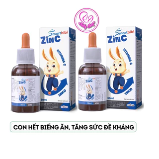 Combo 2 chai siro kẽm hữu cơ cho bé Smartbibi ZinC lọ 30ml - Cải thiện biếng ăn, tăng đề kháng cho bé