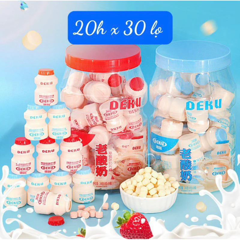 1 hộp to 30 hũ nhỏ kẹo sữa chua deku thơm ngon