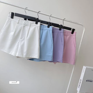 Quần short nữ trơn basic lưng cao nhiennhienvintage BQ1