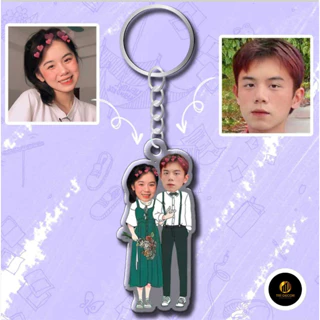 Móc khóa cặp đôi in theo yêu cầu dễ thương custom idol