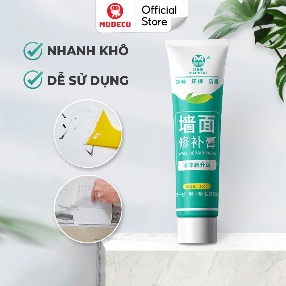 Keo Vá Tường Chống Thấm Modeco 250g - Trám Trét Vết Nứt Khe Hở Tưởng, Làm Sạch Vết Vẽ Tường, Nhanh Khô, An Toàn, Dễ Dùng