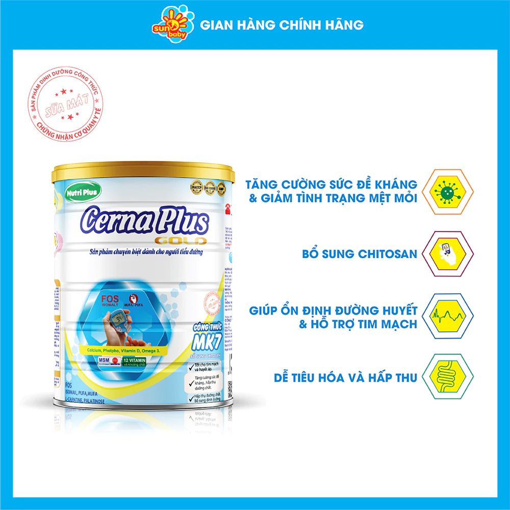 Sữa bột cho người đái tháo đường NUTRIPLUS CERNA PLUS 900G