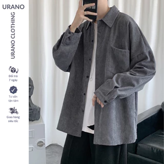 Áo sơ mi unisex nhung tăm form rộng nam nữ phong cách Ulzzang