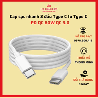 Cáp sạc nhanh 2 đầu Type C to Type C 60W QC 3.0