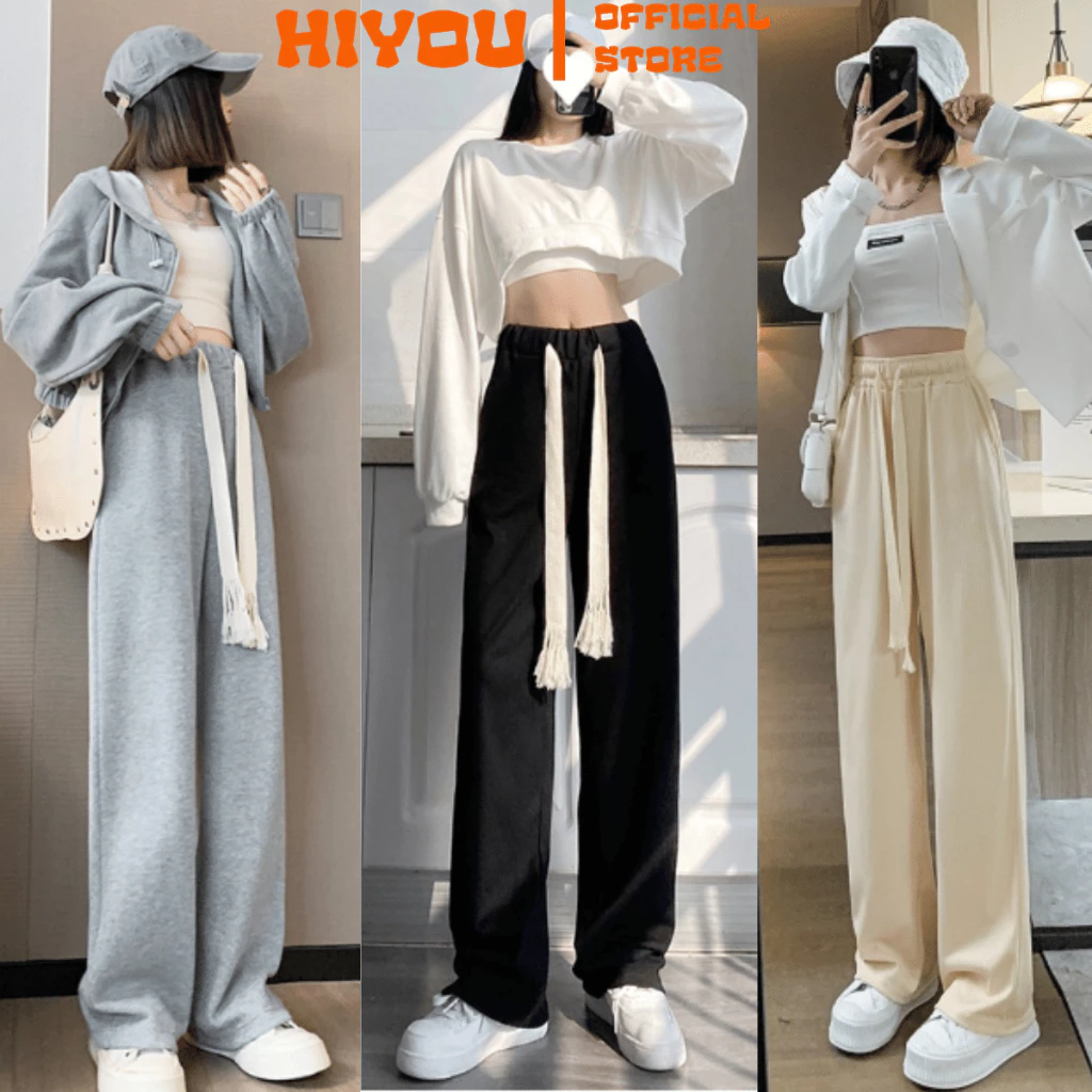 Quần ống rộng nam nữ chất vải thun tăm, kiểu dáng xuông Unisex