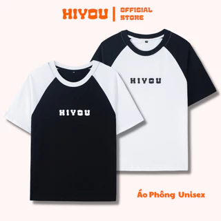 Áo thun AT02 TRƠN RAGLAN Hiyou shop , Áo thun unisex nam nữ form rộng oversize chất liệu 100% vải thun Hàn cao cấp