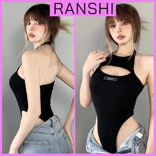 Áo Bodysuit RANSHI Sexy Có Mút Ngực Thiết Kế Cổ Yếm Hở Lưng Áo Liền Thân Chất Thun Nhẹ Mát Siêu Tôn Dáng - RBS007