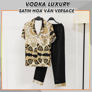 Bộ đồ ngủ nam pijama nam cộc tay lụa satin mềm mại hoạ tiết sắc nét cao cấp VC31 - Vodka Luxury